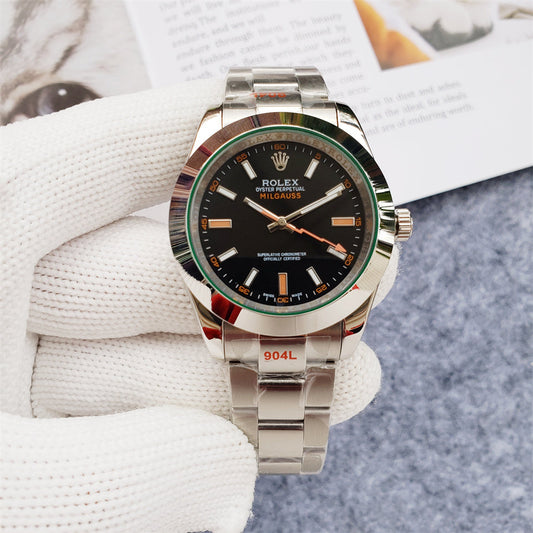 41mm Stainless Steel Three-Link Bracelet black Dial- Luxury Watch