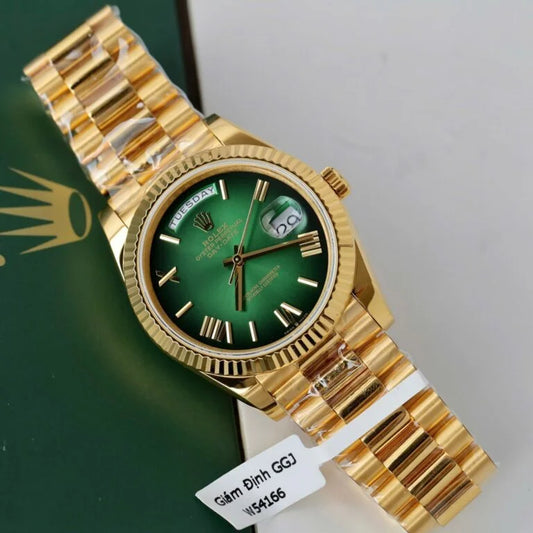 Day Week 40 Yellow Gold Green gradient fade Dial - Luxury Watch