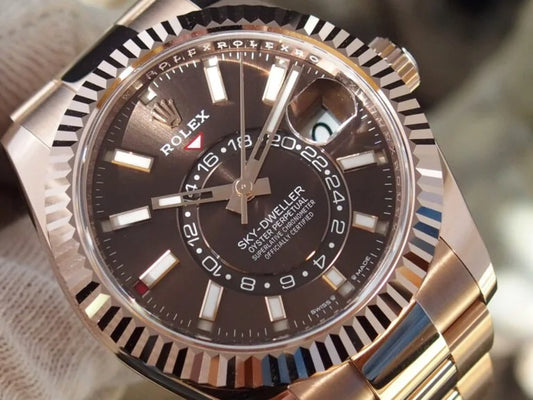 Rose Gold Three-Link Bracelet (Chocolate Dial) - Luxury Watch