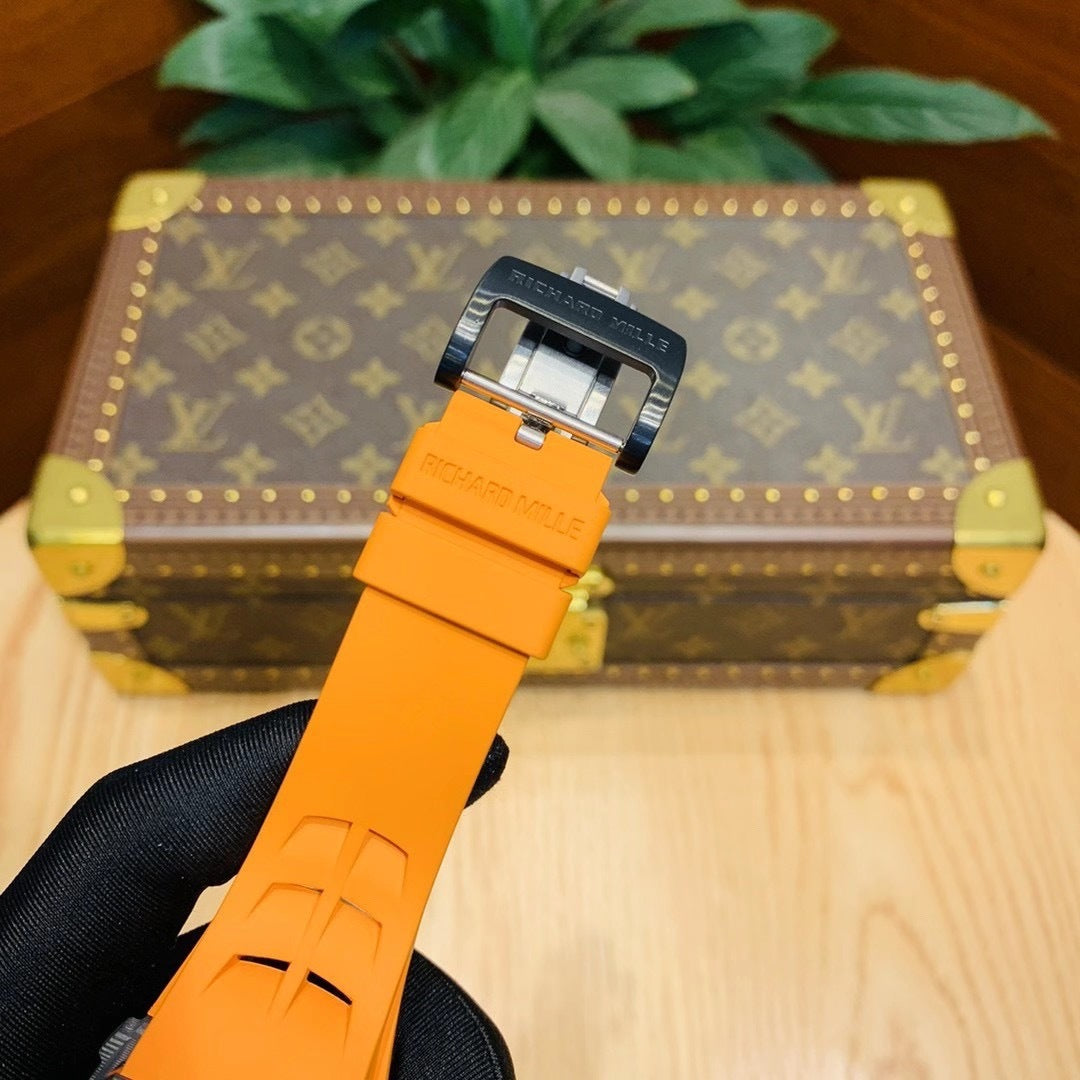 Carbon Sports Watch Rubber Orange and Black Dial- Luxury Watch