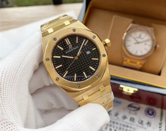 Octagon Watch Yellow Gold (Black Dial) - Luxury Watch