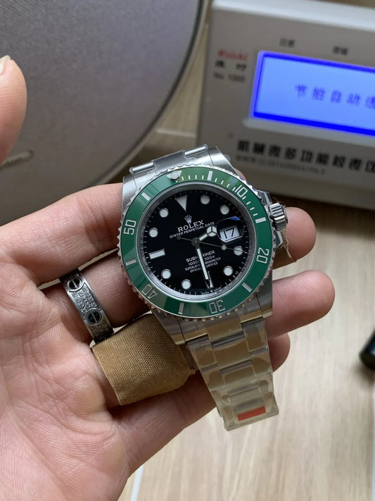 Sports Watch Stainless Steel Green Ceramic (Green and Black) - Luxury Watch