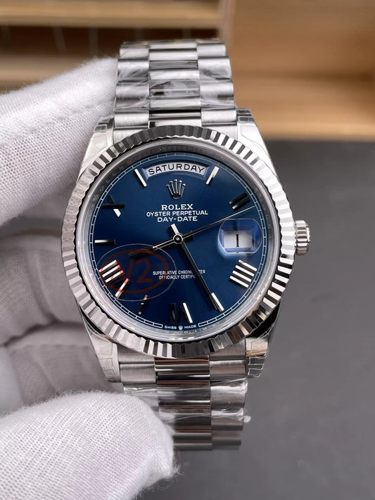 Stainless Steel Day Week Dark Blue Dial 40 - Luxury Watch