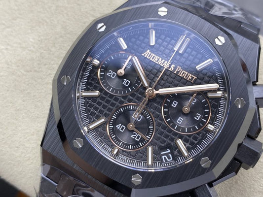 Octagon Chronograph Black Ceramic Black Dial Rose Gold