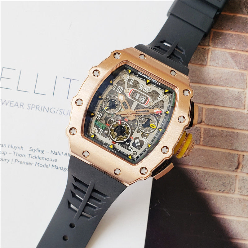 Carbon Sports Watch Rubber Black and Bronze Dial- Luxury Watch