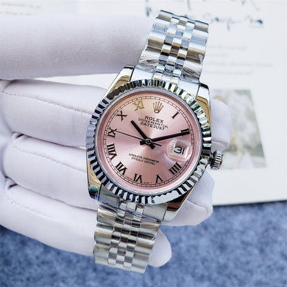 Ladies 28mm Fluted Stainless Steel (Pink Dial) - Luxury Watch