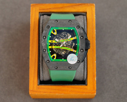 Carbon Sports Watch Green Rubber Green and Yellow Dial- Luxury Watch