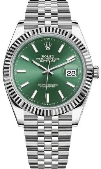 41mm Stainless Steel Multi-Link Green - Luxury Watch