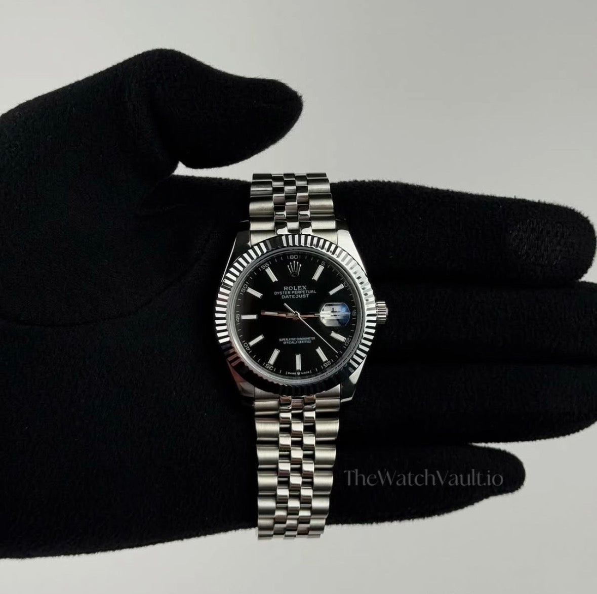 41mm Stainless Multi-Link Steel Black Stick Dial - Luxury Watch