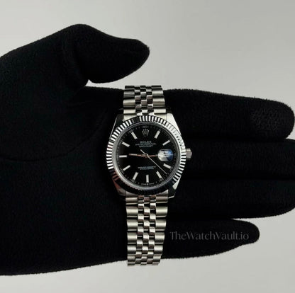 41mm Stainless Multi-Link Steel Black Stick Dial - Luxury Watch