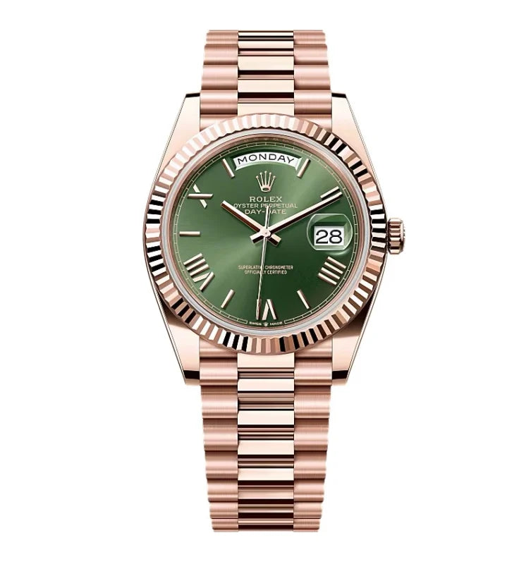 Everose Gold Day Week 40 Green - Luxury Watch