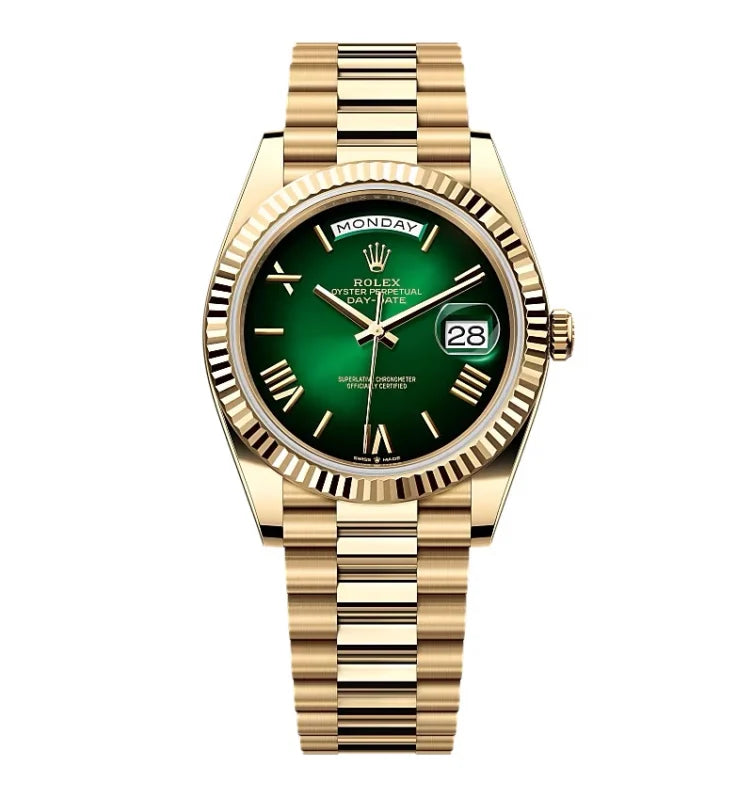 Day Week 40 Yellow Gold Green gradient fade Dial - Luxury Watch
