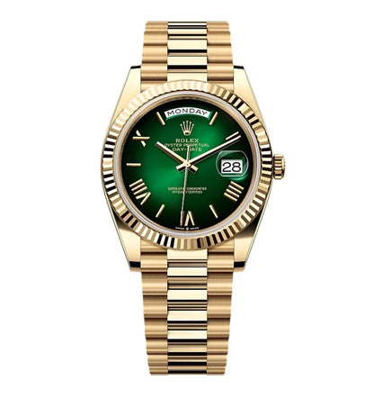 Day Week 40 Yellow Gold Green gradient fade Dial - Luxury Watch
