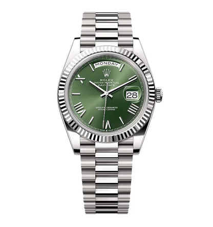 Stainless Steel Day week 40 (Olive Green Dial) - Luxury Watch