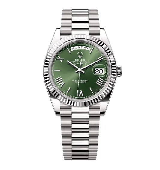 Stainless Steel Day week 40 (Olive Green Dial) - Luxury Watch