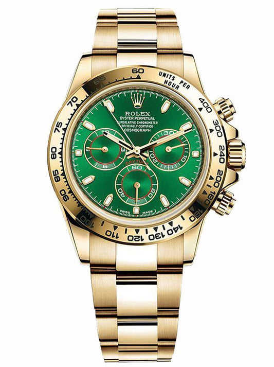 Race Watch Yellow Gold Green Dial - Luxury Watch