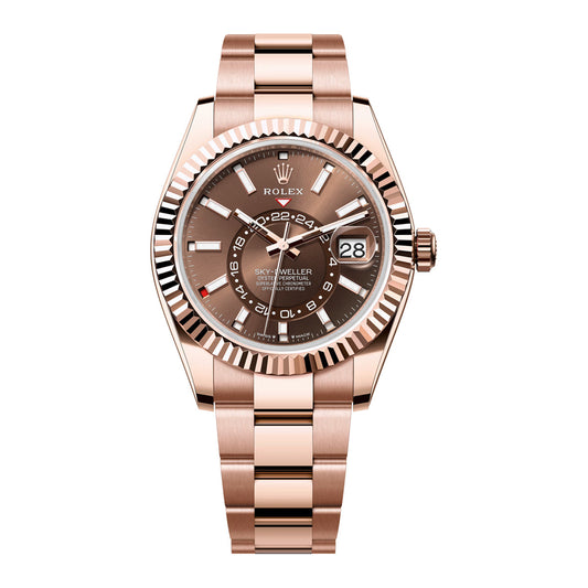 Rose Gold Three-Link Bracelet (Chocolate Dial) - Luxury Watch