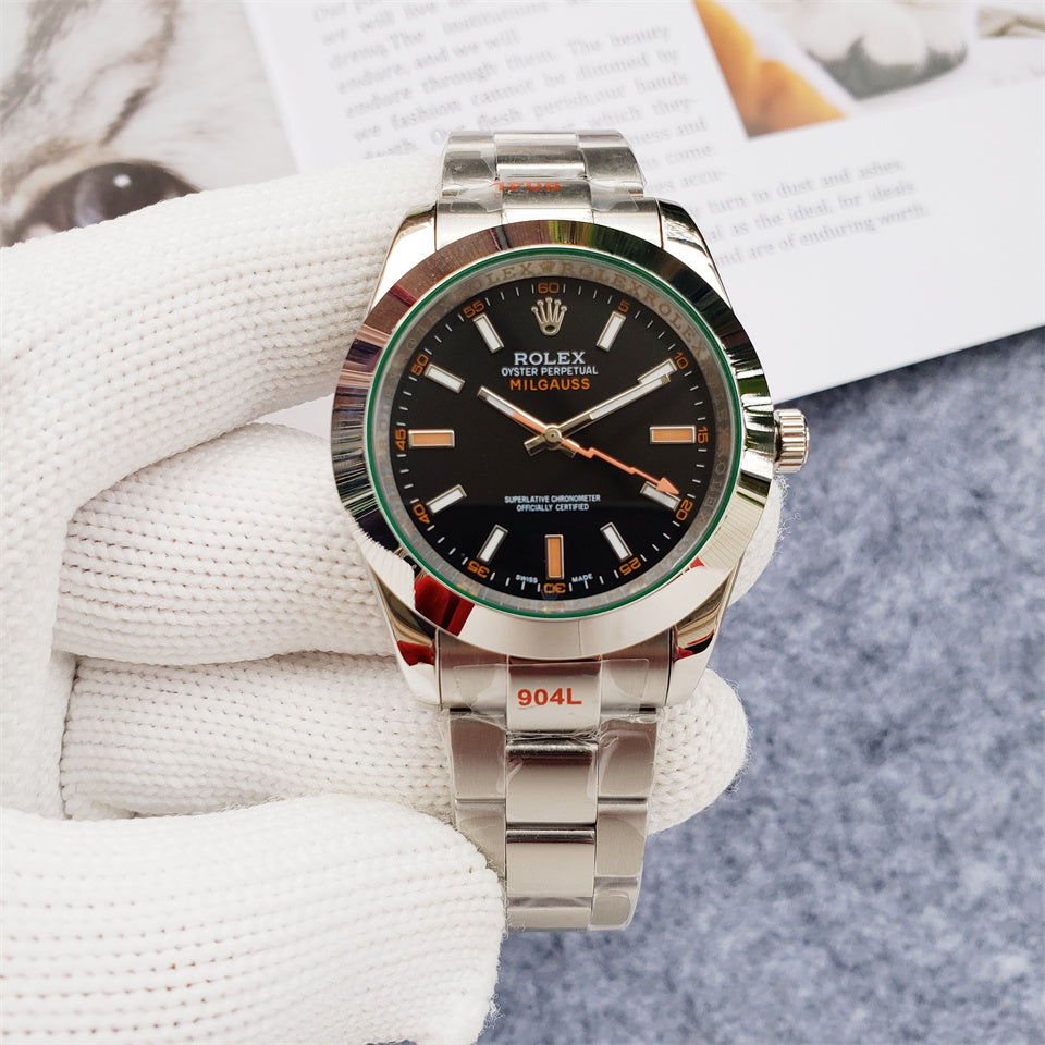 41mm Stainless Steel Three-Link Bracelet black Dial- Luxury Watch