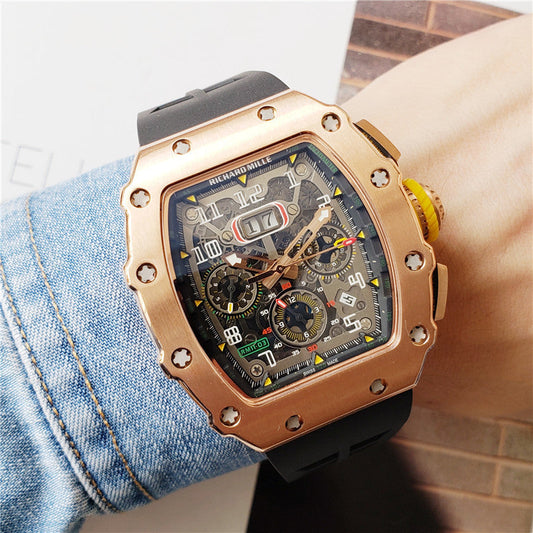 Carbon Sports Watch Rubber Black and Bronze Dial- Luxury Watch