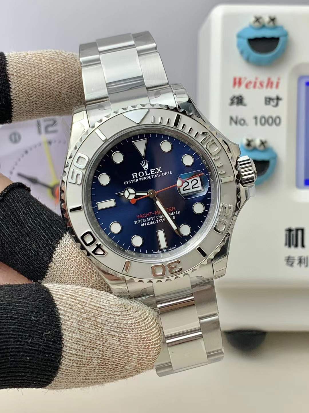Palladium Dial Three-Link Bracelet (Blue Dial) - Luxury Watch