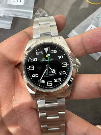 41mm Stainless Steel Three-Link Bracelet black Green Dial- Luxury Watch