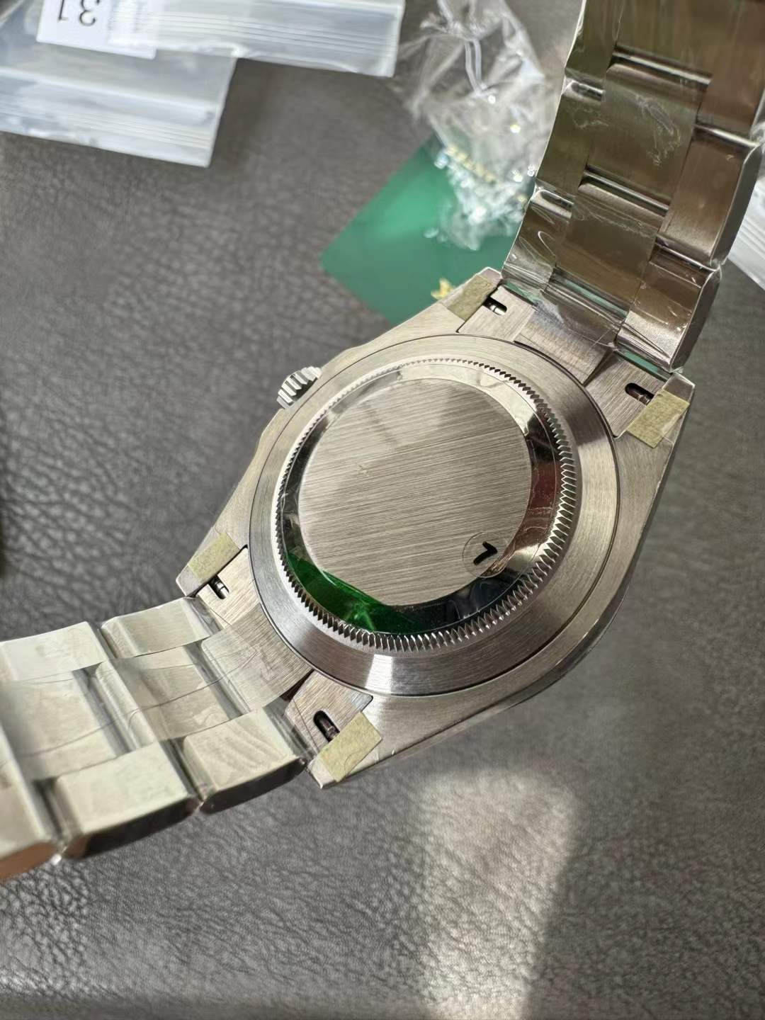 41mm Stainless Steel Three-Link Bracelet black Green Dial- Luxury Watch