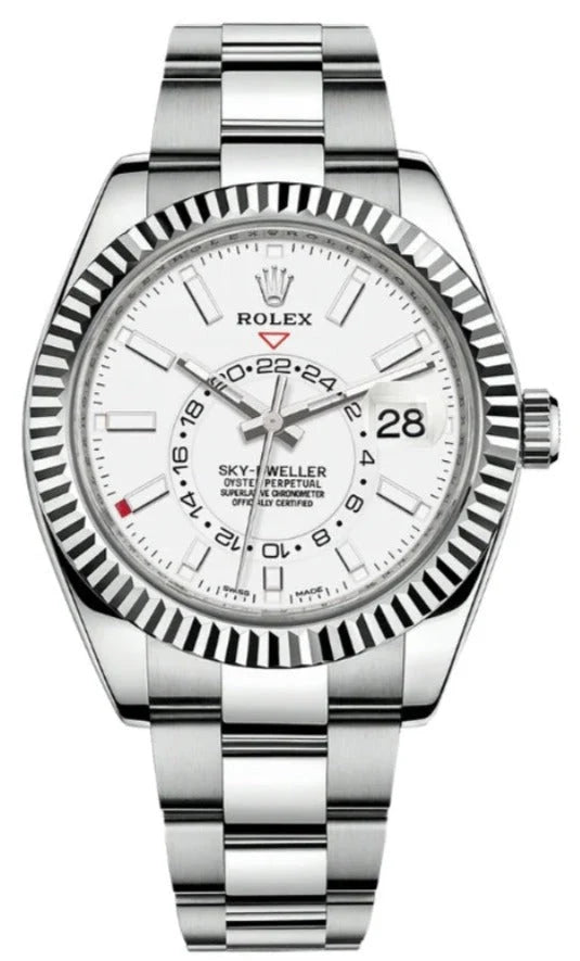 Stainless Steel Three-Link Bracelet (White Dial) - Luxury Watch