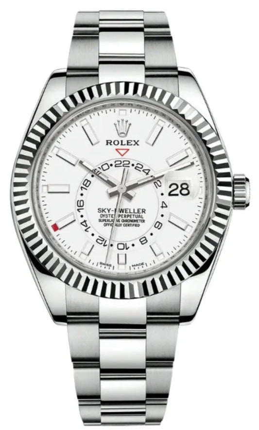 Stainless Steel Three-Link Bracelet (White Dial) - Luxury Watch