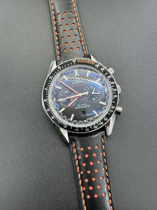 Diver Watch Leather strap Black and Orange - Luxury Watch
