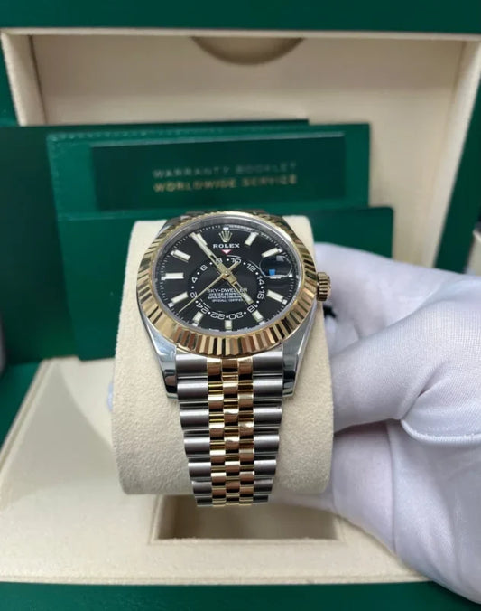 Stainless Steel & Yellow Gold Multi-Link (Black Dial) - Luxury Watch