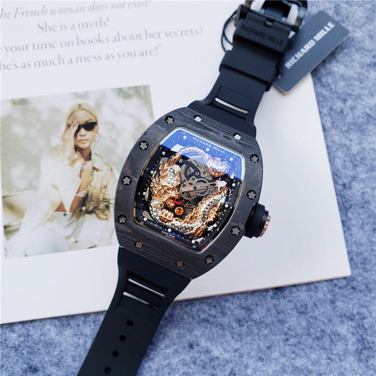Carbon Sports Watch Black Rubber Eagle Black Dial- Luxury Watch