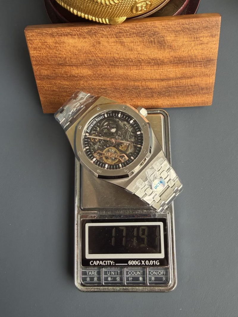 Octagon Watch 41mm Stainless Steel Black Skeleton Dial
