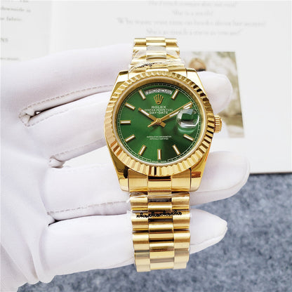 Day Week 40 Yellow Gold Green Dial - Luxury Watch