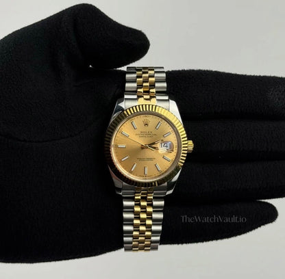 41mm Yellow Gold and Steel Multi-Link (Champagne Dial) - Luxury Watch