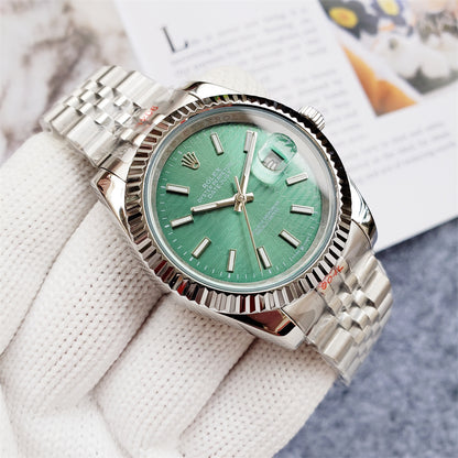 Ladies 28mm Fluted Stainless Steel (Green Dial) - Luxury Watch