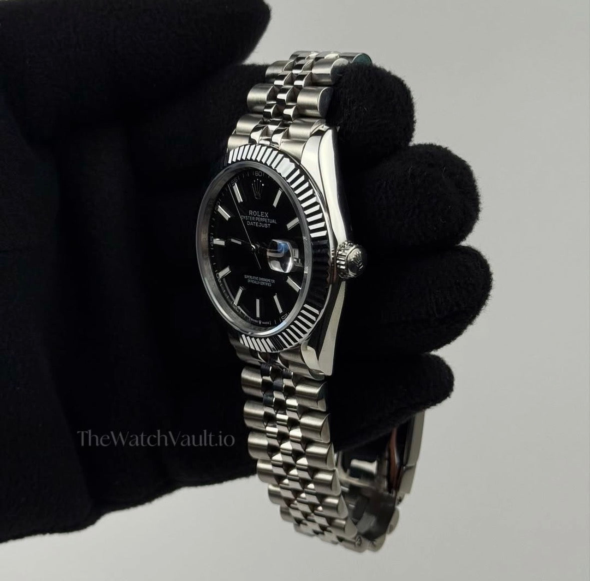 41mm Stainless Multi-Link Steel Black Stick Dial - Luxury Watch
