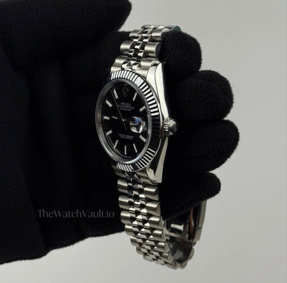 41mm Stainless Multi-Link Steel Black Stick Dial - Luxury Watch