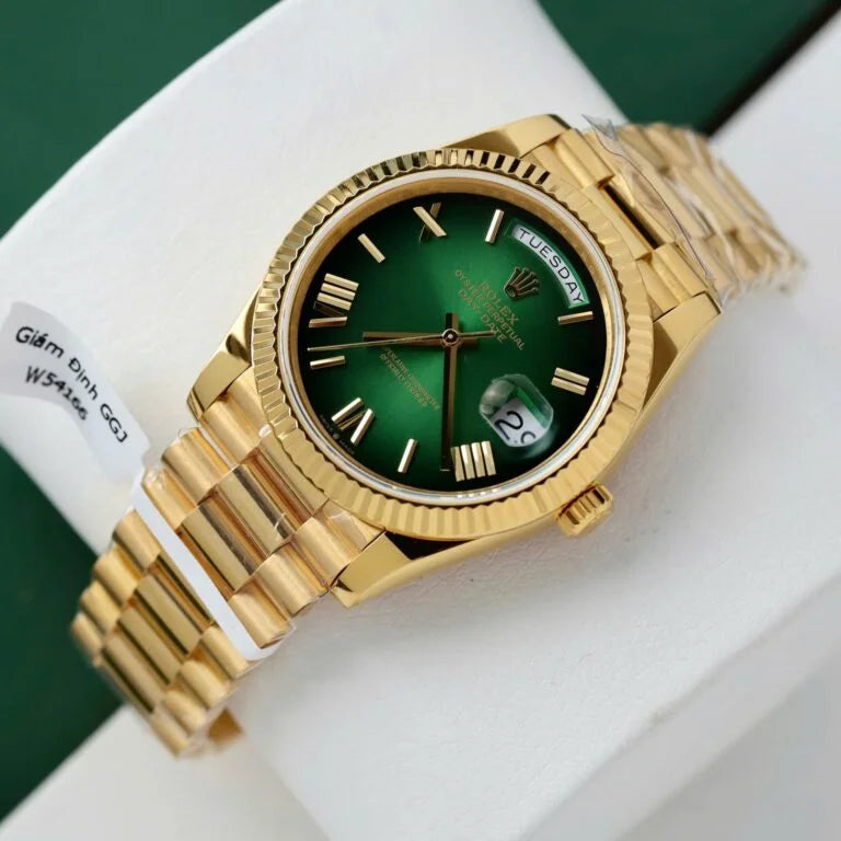 Day Week 40 Yellow Gold Green gradient fade Dial - Luxury Watch