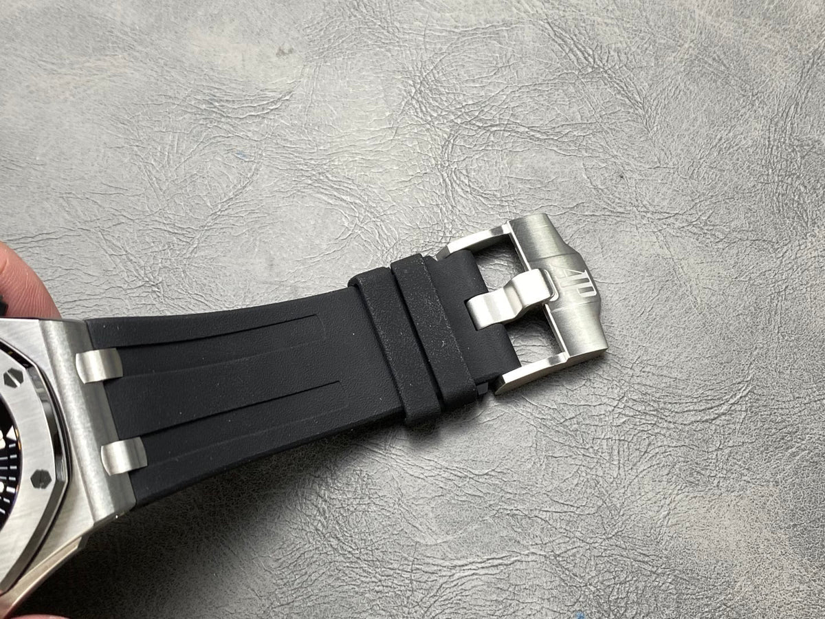 Stainless Steel 41mm Black Strap Black Dial
