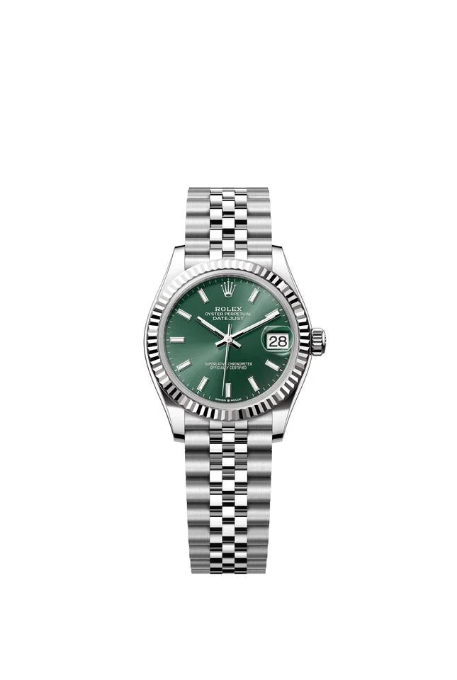 Ladies 28mm Fluted Stainless Steel (Green Dial) - Luxury Watch