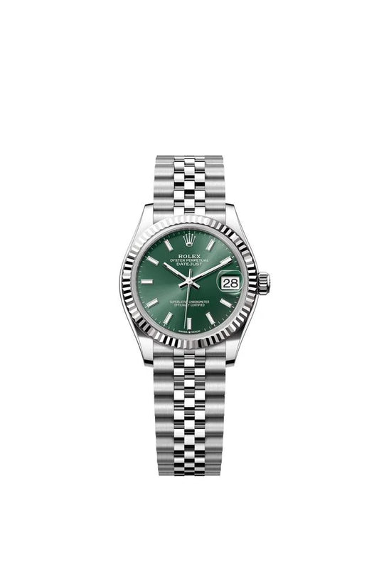 Ladies 28mm Fluted Stainless Steel (Green Dial) - Luxury Watch
