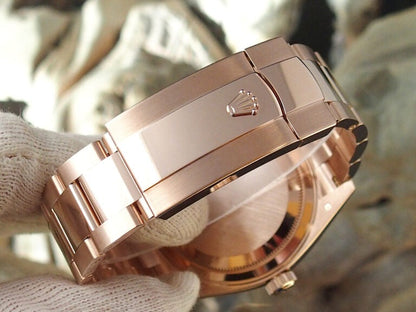 Rose Gold Three-Link Bracelet (Chocolate Dial) - Luxury Watch
