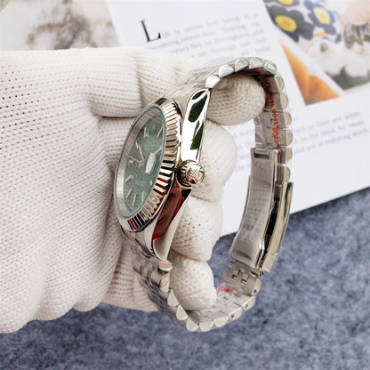 Ladies 28mm Fluted Stainless Steel (Green Dial) - Luxury Watch
