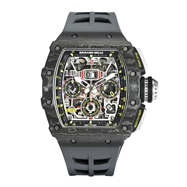 Carbon Sports Watch Black Rubber Open Work Black Dial 1