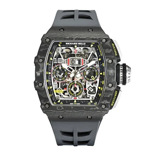Carbon Sports Watch Black Rubber Open Work Black Dial 1