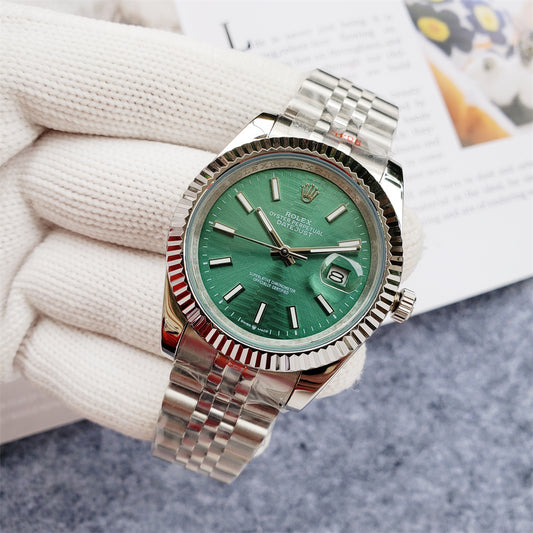 Ladies 28mm Fluted Stainless Steel (Green Dial) - Luxury Watch