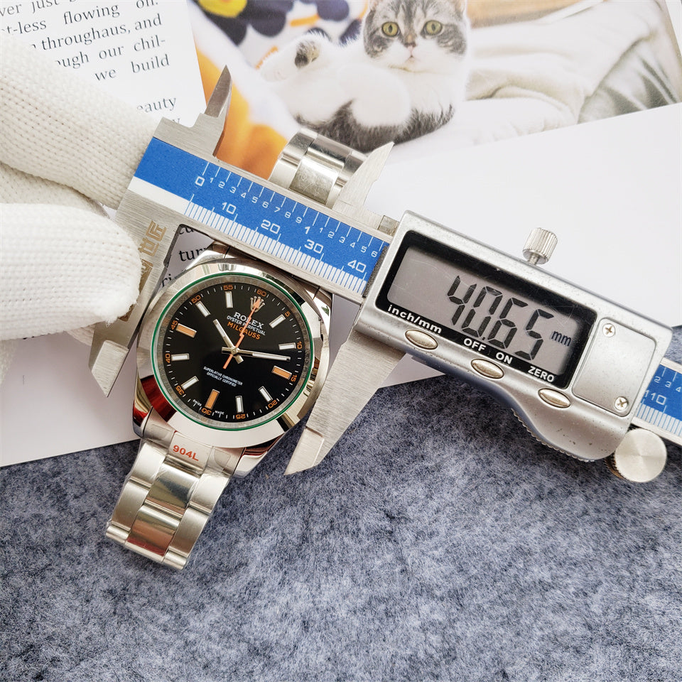 41mm Stainless Steel Three-Link Bracelet black Dial- Luxury Watch