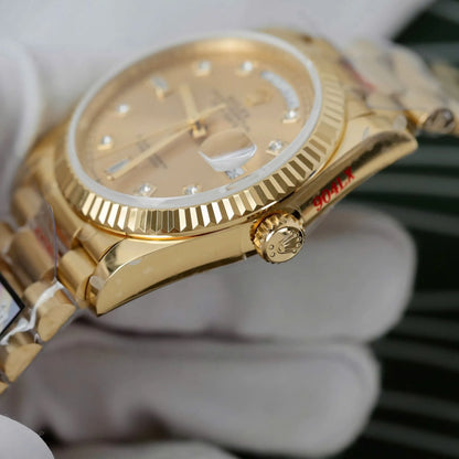 Yellow Gold Day Week Champagne Diamond Dial - Luxury Watch