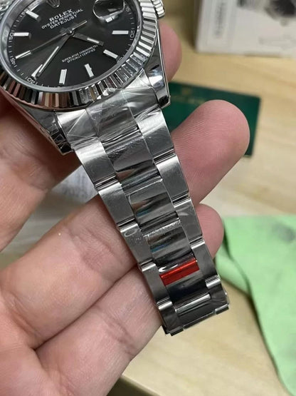 41mm Stainless Steel Three-Link Bracelet black Gray Dial- Luxury Watch