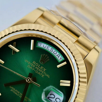 Day Week 40 Yellow Gold Green gradient fade Dial - Luxury Watch